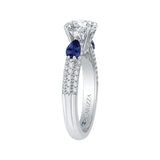 Round Diamond and Sapphire Engagement Ring in 14K White Gold (Semi-Mount)