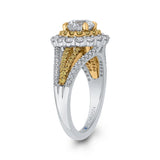 Split Shank Round Diamond Double Halo Engagement Ring in 14K Two Tone Gold (Semi-Mount)