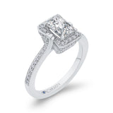Emerald Cut Diamond Engagement Ring in 14K White Gold (Semi-Mount)