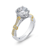 Diamond Floral Engagement Ring in 14K Two Tone Gold (Semi-Mount)