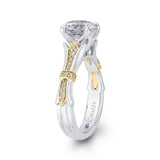 Diamond Floral Engagement Ring in 14K Two Tone Gold (Semi-Mount)