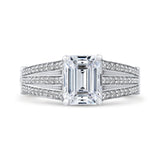 Split Shank Emerald Cut Diamond Engagement Ring in 14K White Gold (Semi-Mount)