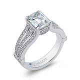 Split Shank Emerald Cut Diamond Engagement Ring in 14K White Gold (Semi-Mount)