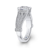 Split Shank Emerald Cut Diamond Engagement Ring in 14K White Gold (Semi-Mount)