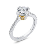 Round Diamond Floral Engagement Ring in 14K Two Tone Gold (Semi-Mount)