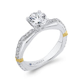 Euro Shank Round Diamond Engagement Ring in 14K Two Tone Gold (Semi-Mount)