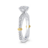 Euro Shank Round Diamond Engagement Ring in 14K Two Tone Gold (Semi-Mount)