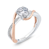 Split Shank Round Diamond Engagement Ring in 14K Two Tone Gold (Semi-Mount)