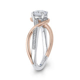 Split Shank Round Diamond Engagement Ring in 14K Two Tone Gold (Semi-Mount)