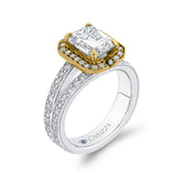 Split Shank Emerald Cut Diamond Engagement Ring in 14K Two Tone Gold (Semi-Mount)