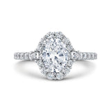 Oval Cut Diamond Halo Engagement Ring in 14K White Gold (Semi-Mount)