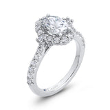 Oval Cut Diamond Halo Engagement Ring in 14K White Gold (Semi-Mount)