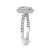Oval Cut Diamond Halo Engagement Ring in 14K White Gold (Semi-Mount)