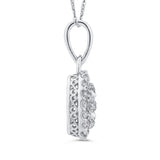 Round Diamond Oval Shape Halo Pendant in 14K White Gold