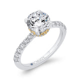 Round Diamond Engagement Ring in 14K Two Tone Gold (Semi-Mount)