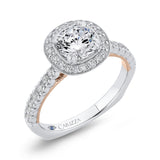 Euro Shank Round Diamond Halo Engagement Ring in 14K Two Tone Gold (Semi-Mount)