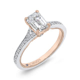 Emerald Cut Diamond Engagement Ring in 14K Two Tone Gold (Semi-Mount)