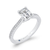 Emerald Cut Diamond Engagement Ring in 14K White Gold (Semi-Mount)