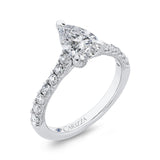 Pear Cut Diamond Engagement Ring in 14K White Gold (Semi-Mount)