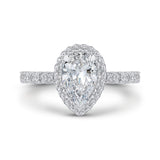 Pear Cut Diamond Halo Engagement Ring in 14K White Gold (Semi-Mount)
