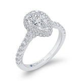 Pear Cut Diamond Halo Engagement Ring in 14K White Gold (Semi-Mount)