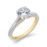 Split Shank Round Diamond Engagement Ring with Euro Shank in 14K Two Tone Gold (Semi-Mount)
