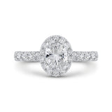 Oval Cut Diamond Halo Engagement Ring in 14K White Gold (Semi-Mount)