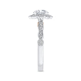 Round Diamond Floral Halo Engagement Ring in 14K Two Tone Gold (Semi-Mount)