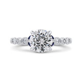 Round Diamond Engagement Ring with Sapphire in 14K White Gold (Semi-Mount)