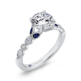Round Diamond Engagement Ring with Sapphire in 14K White Gold (Semi-Mount)