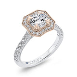 Round Diamond Halo Engagement Ring in 14K Two Tone Gold (Semi-Mount)