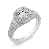 Diamond Halo Engagement Ring in 14K Two Tone Gold (Semi-Mount)