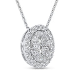 Round Diamond Fashion Pendant with Chain 14K White Gold