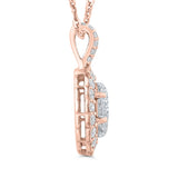 Round Diamond Halo Pendant In with Chain 14K Two Tone Gold