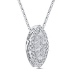 Round Diamond Marquise Cut Shape Halo Pendant with Chain 14K White Gold