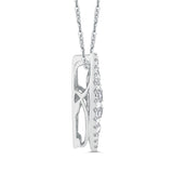 Round Diamond Marquise Cut Shape Halo Pendant with Chain 14K White Gold