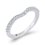 Round Diamond Half-Eternity Contour Wedding Band in 14K White Gold