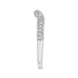 Round Diamond Half-Eternity Contour Wedding Band in 14K White Gold