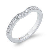 Round Half-Eternity Diamond Contour Wedding Band in 14K White Gold