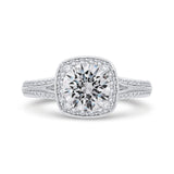 Euro Shank Diamond Halo Engagement Ring in 14K Two Tone Gold (Semi-Mount)