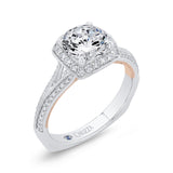 Euro Shank Diamond Halo Engagement Ring in 14K Two Tone Gold (Semi-Mount)