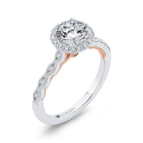 Diamond Halo Engagement Ring in 14K Two Tone Gold (Semi-Mount)