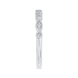 Round Half Run Diamond Wedding Band in 14K White Gold
