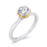 Round Diamond Solitaire Plus Engagement Ring in 14K Two Tone Gold (Semi-Mount)