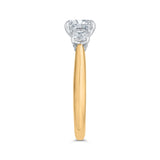 Cushion Cut Diamond Three-Stone Plus Engagement Ring with Round Shank in 14K Two Tone Gold (Semi-Mount)