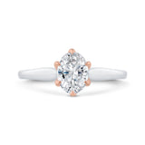 Oval Cut Diamond Solitaire Engagement Ring  in 14K Two Tone Gold (Semi-Mount)