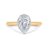 Pear Cut Diamond Halo Engagement Ring in 14K Two Tone Gold (Semi-Mount)