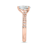 Pear Cut Diamond Double Row Engagement Ring with Round Shank in 14K Rose Gold (Semi-Mount)