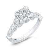 Cushion Cut Diamond Engagement Ring with Bezel Set in 14K White Gold (Semi-Mount)