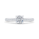 Cushion Cut Diamond Solitaire Plus Engagement Ring in 14K White Gold (Semi-Mount)